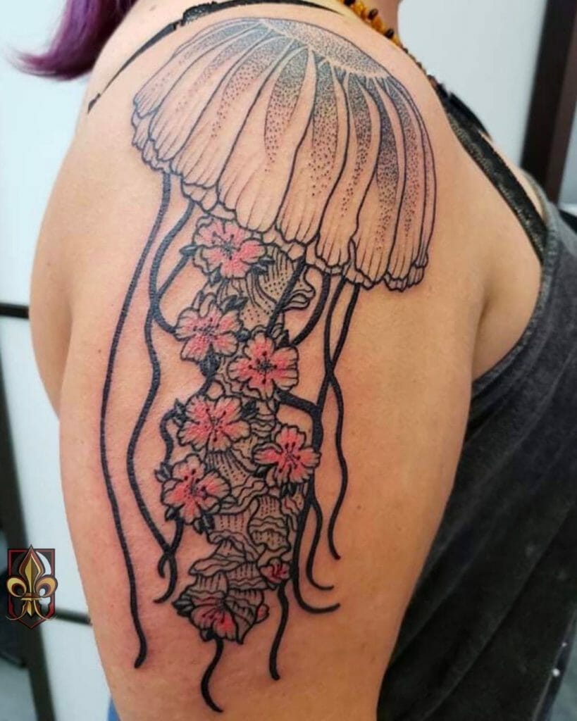 Jellyfish Floral Tattoo
