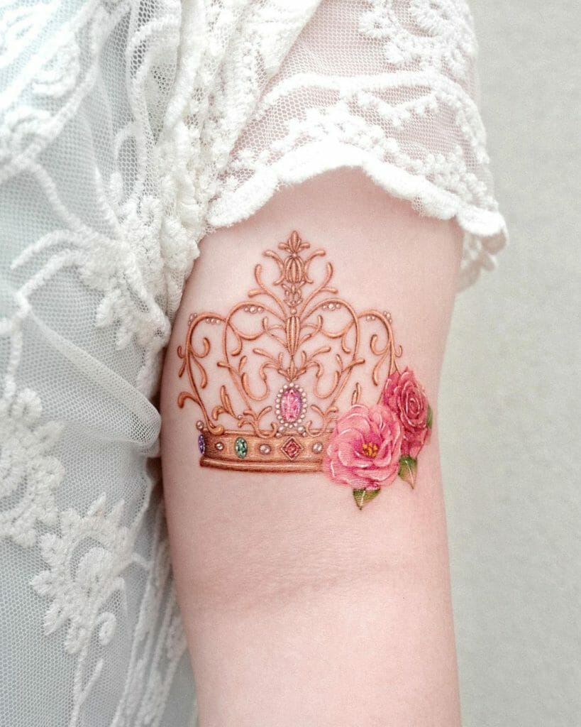 Jewel Embedded Red Crown Tattoo Design For The People Who Have A Thing For Beauty