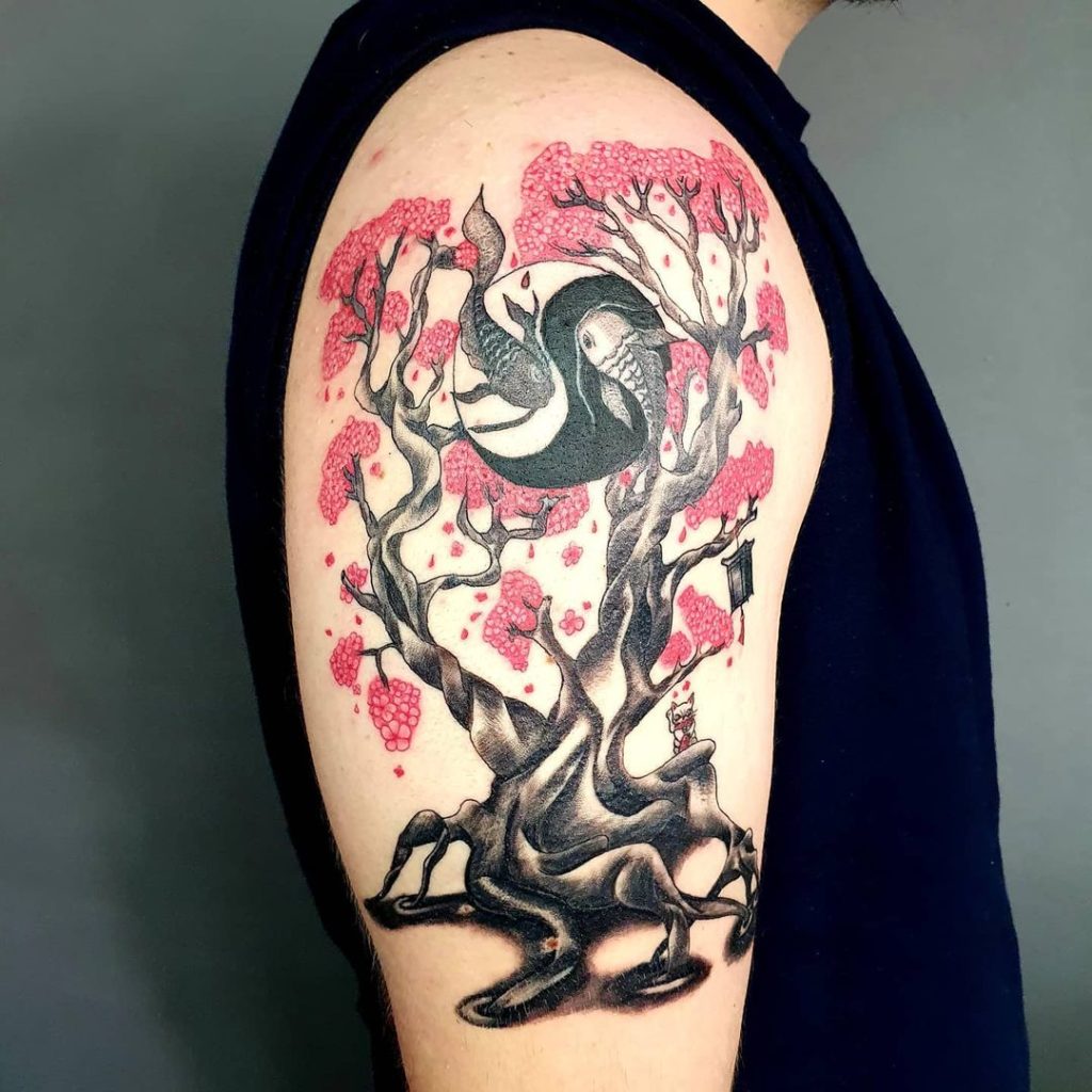 Koi Fish And Yin Yang Symbol Tattoo