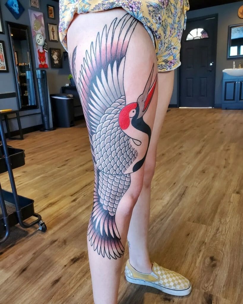 Leg Crane Tattoo