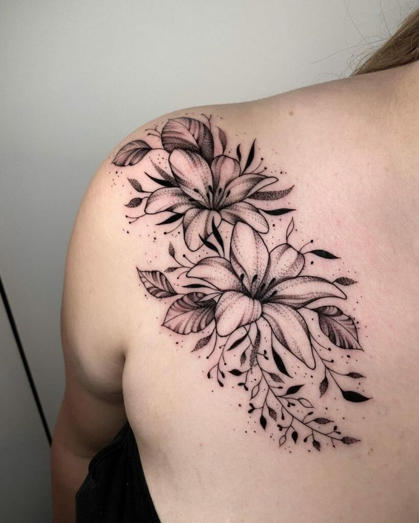 Lily Shoulder Tattoo