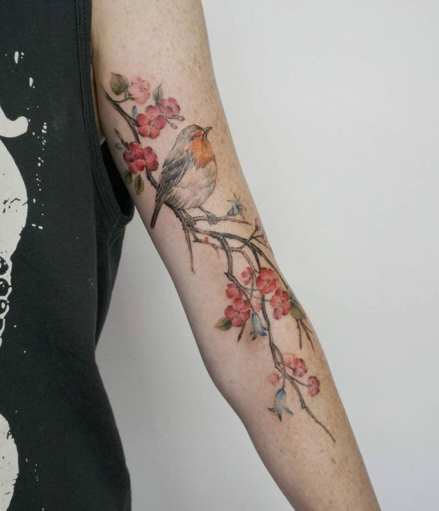 Little Bird Flower Tattoo