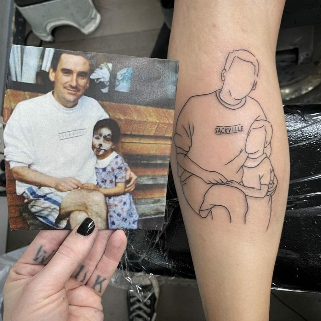 Lovely Silhouette Designs For Father Daughter Tattoos
