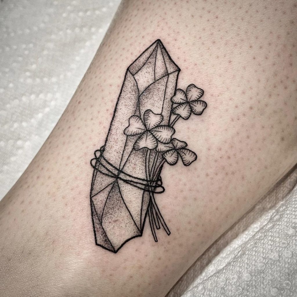 Magic Crystal And Clover Tattoo