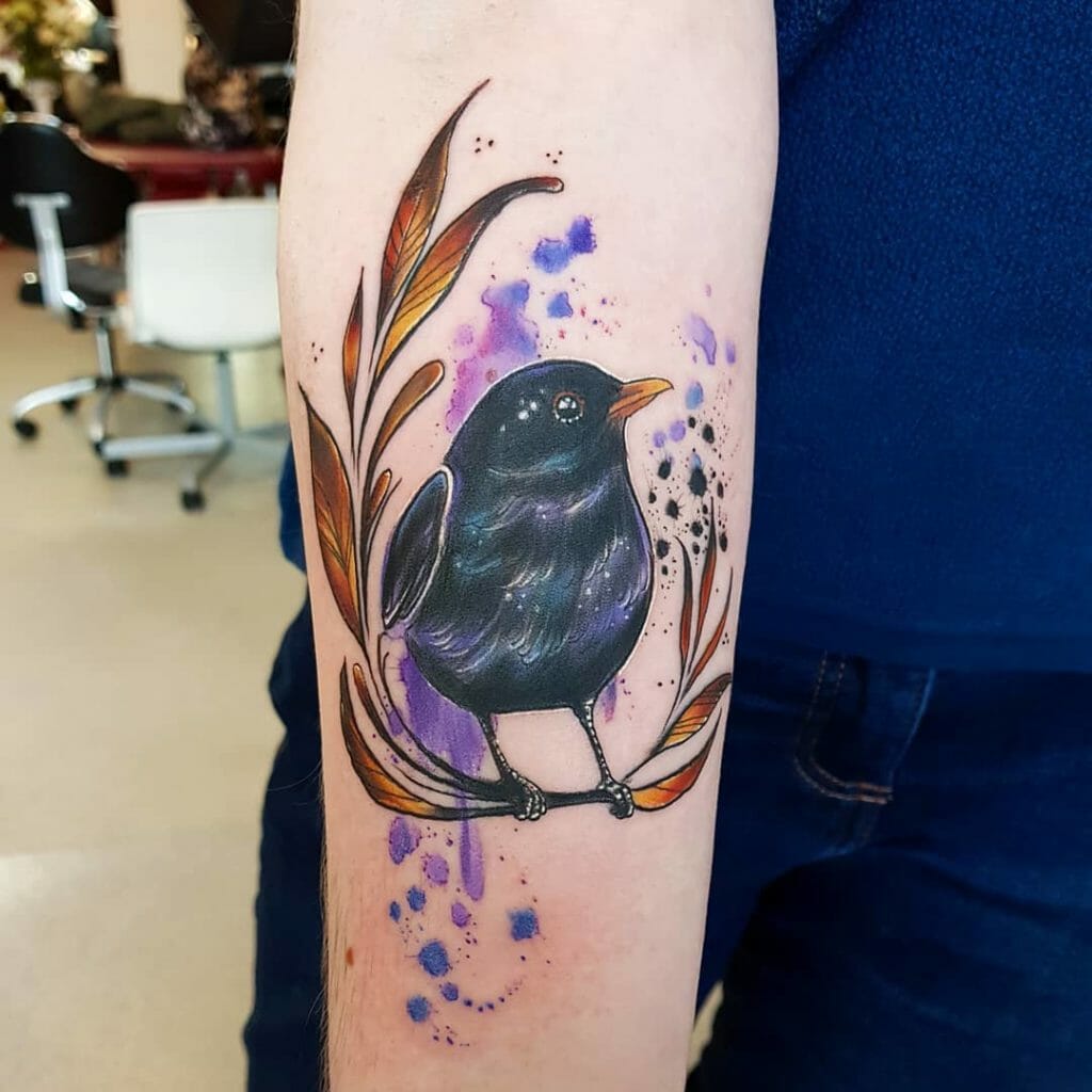 Majestic Black Bird Tattoo