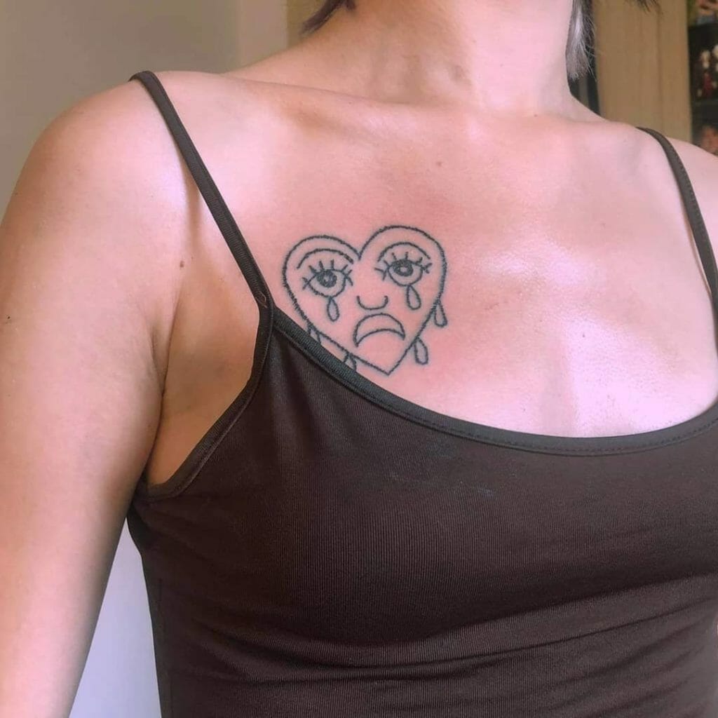 Melancholic Crying Heart Tattoos For Your Chest