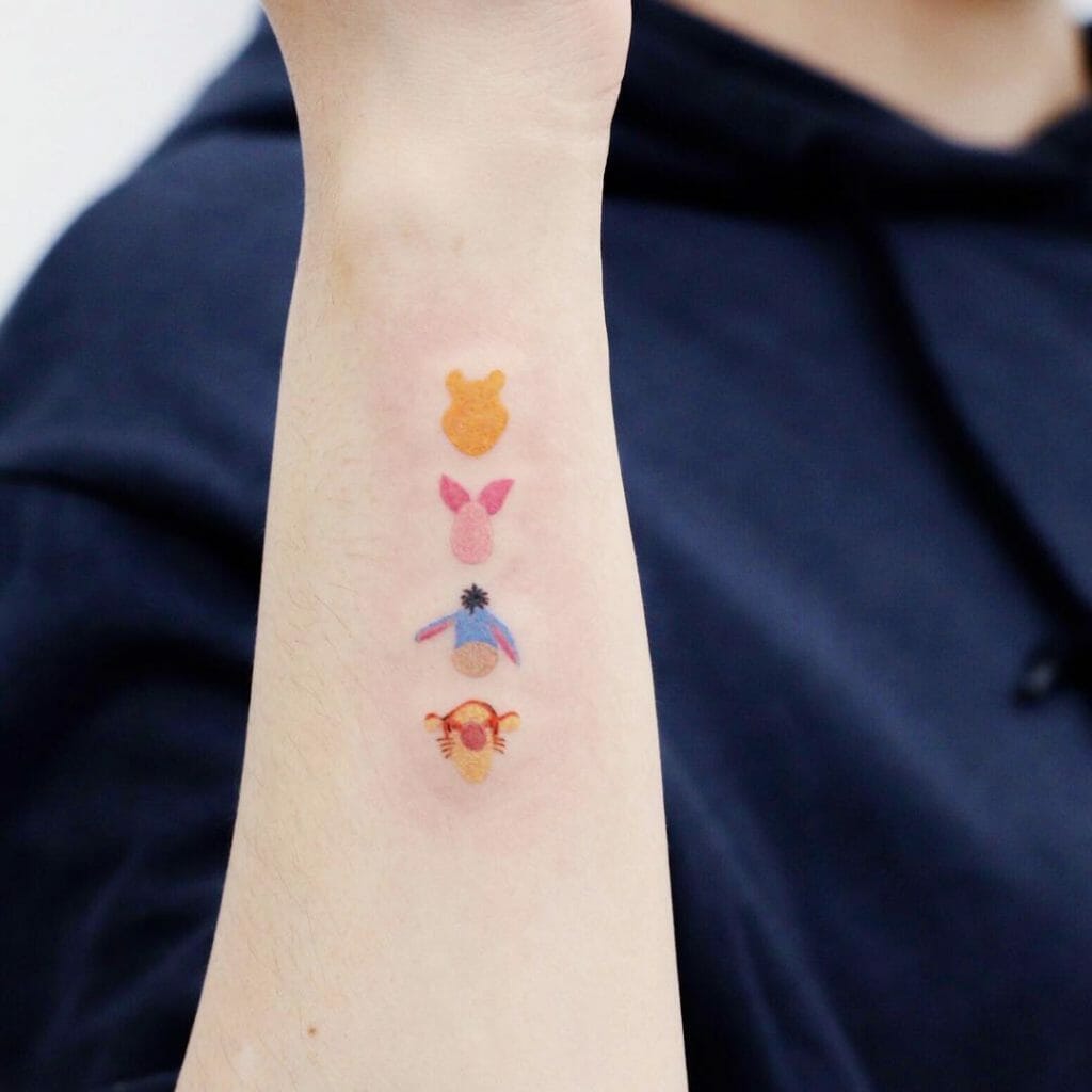 Miniature Eeyore Tattoo With Winnie The Pooh
