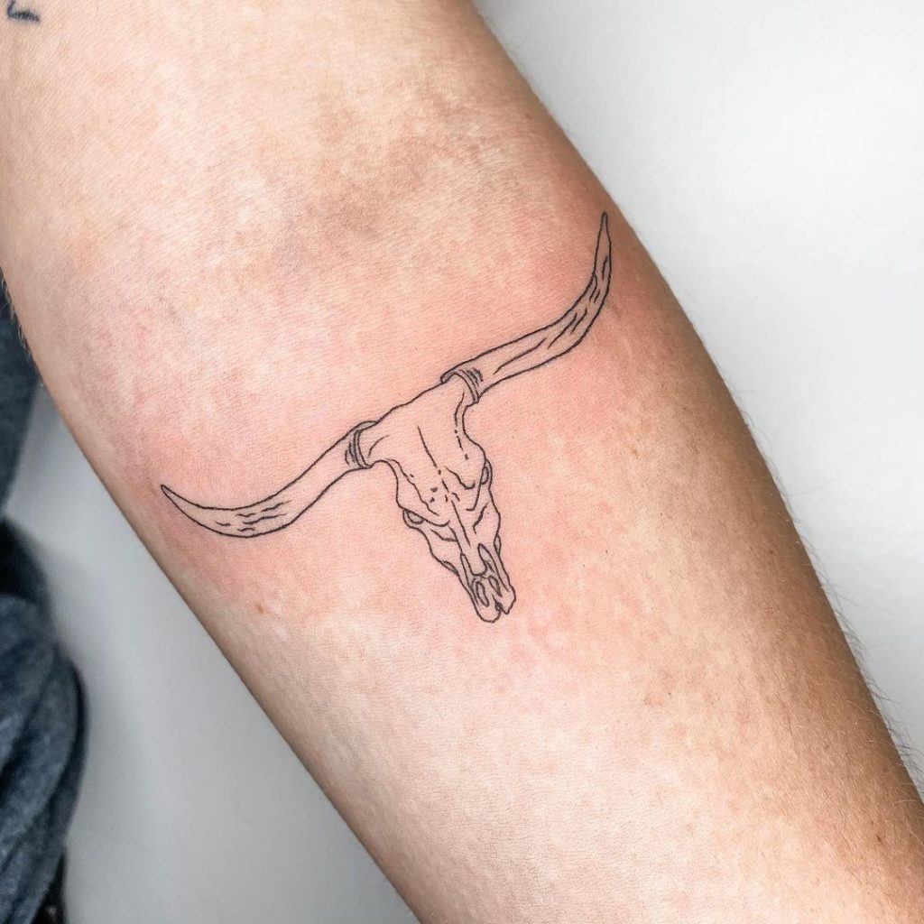 Minimal Cow Skull Tattoo Design