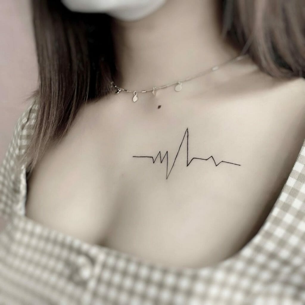 Minimal EKG Tattoo Designs For Your Chest