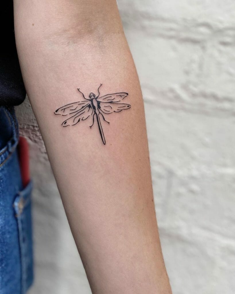 Minimalist Dragon Fly Tattoo