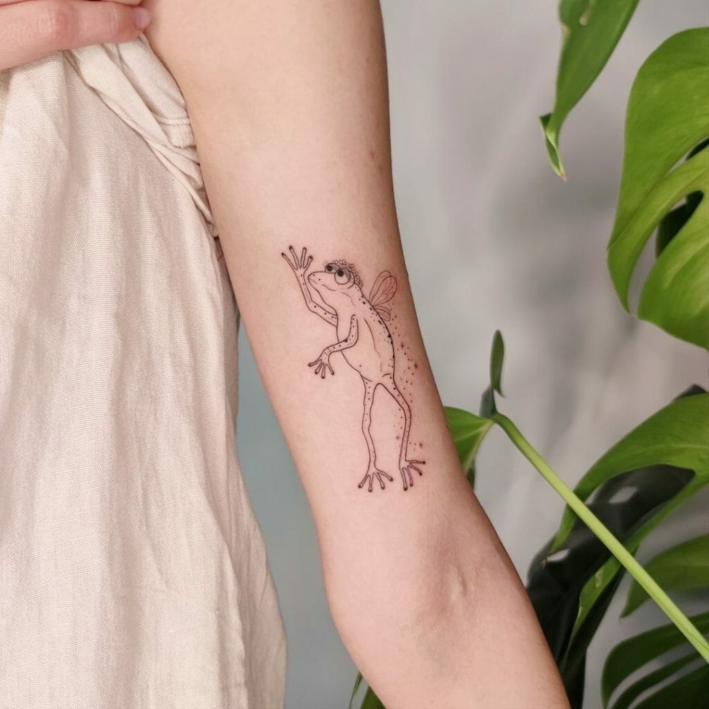Minimalist frog tattoo