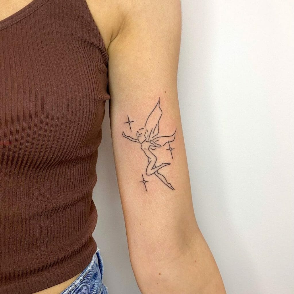Minimalistic Fairy Outline Tattoo Design