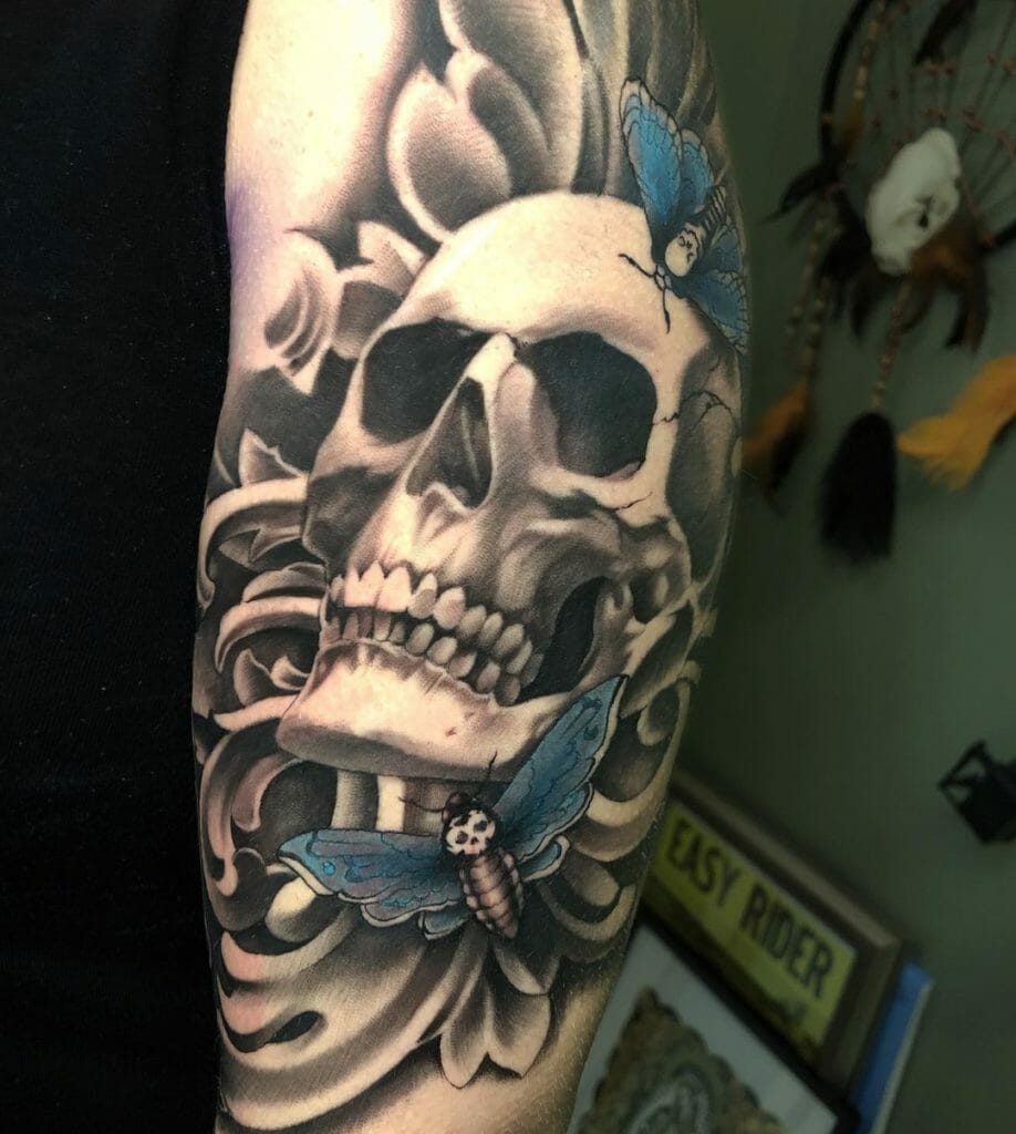 Ornamental Filigree Tattoos With Skull Motif