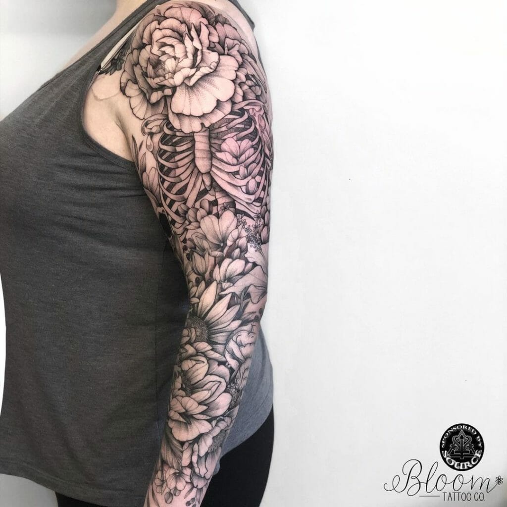 Quirky Floral Sleeve Tattoos