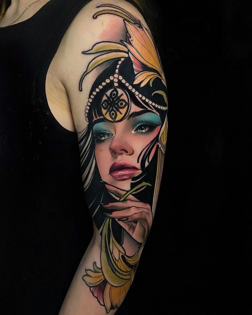 Realistic Cleopatra Tattoo