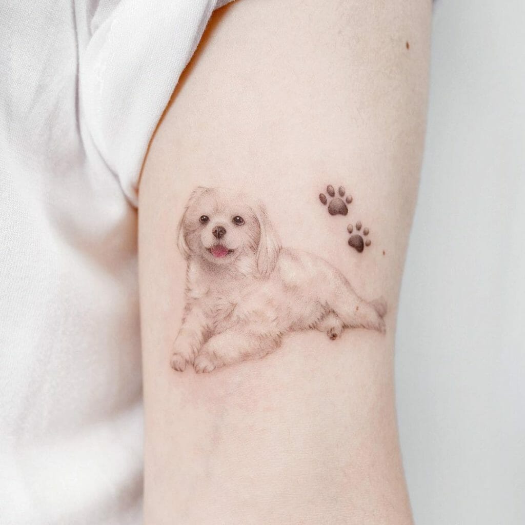 Realistic Dog Portrait Tattoo For A Naturalistic Person