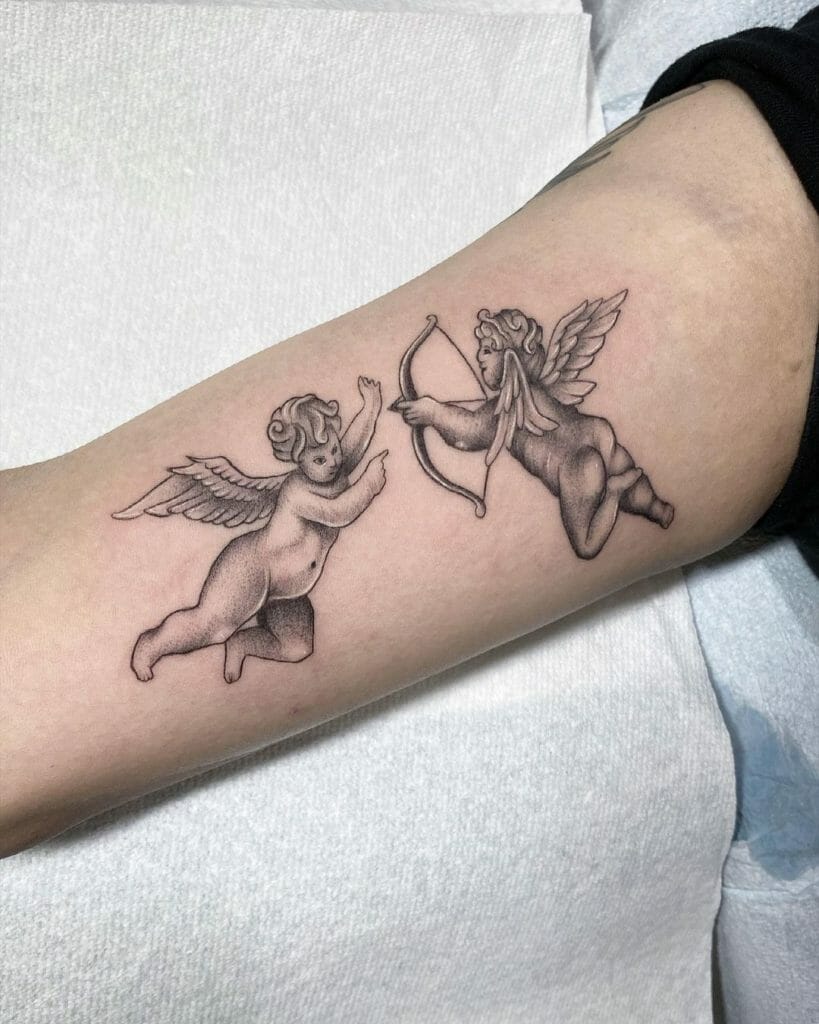 Realistic Dual Cupid Tattoo