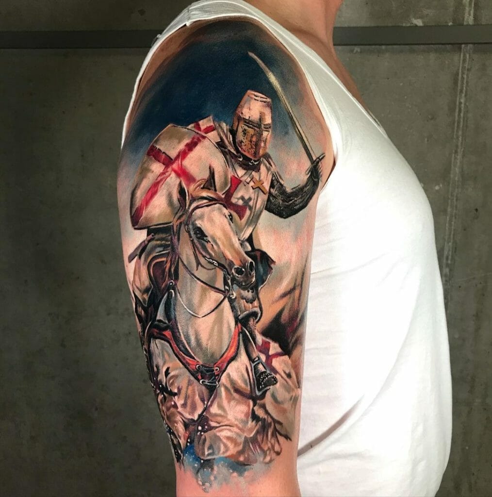 Realistic Knight Tattoo Belonging To The Middle Ages