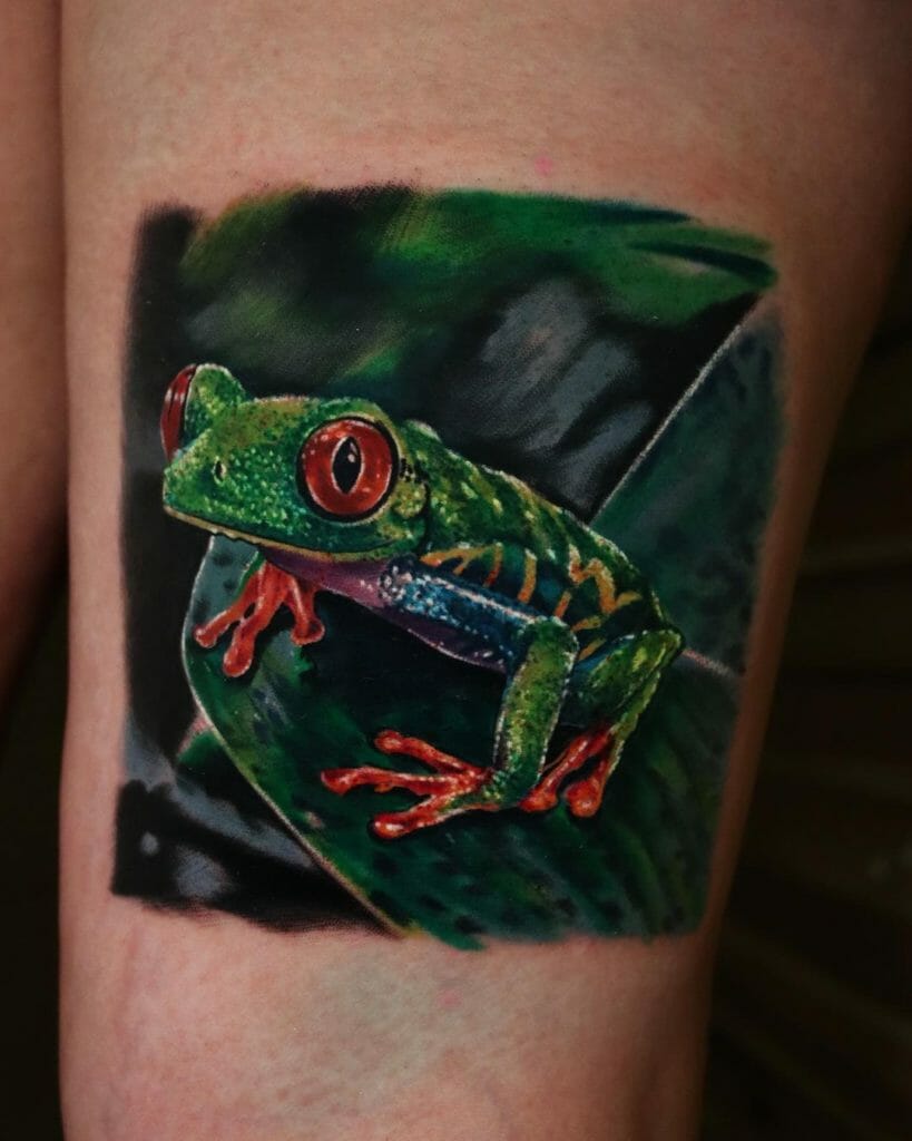 Realistic frog tattoo