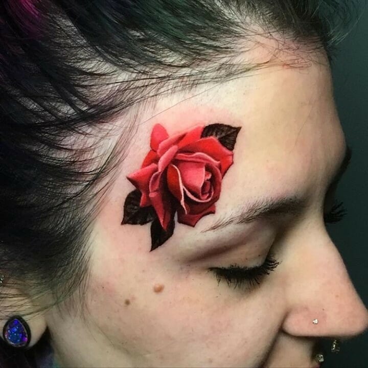 Rose Forehead Tattoo