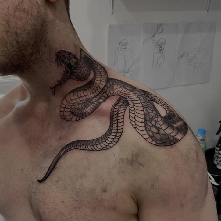 Serpent Clavicle Tattoo