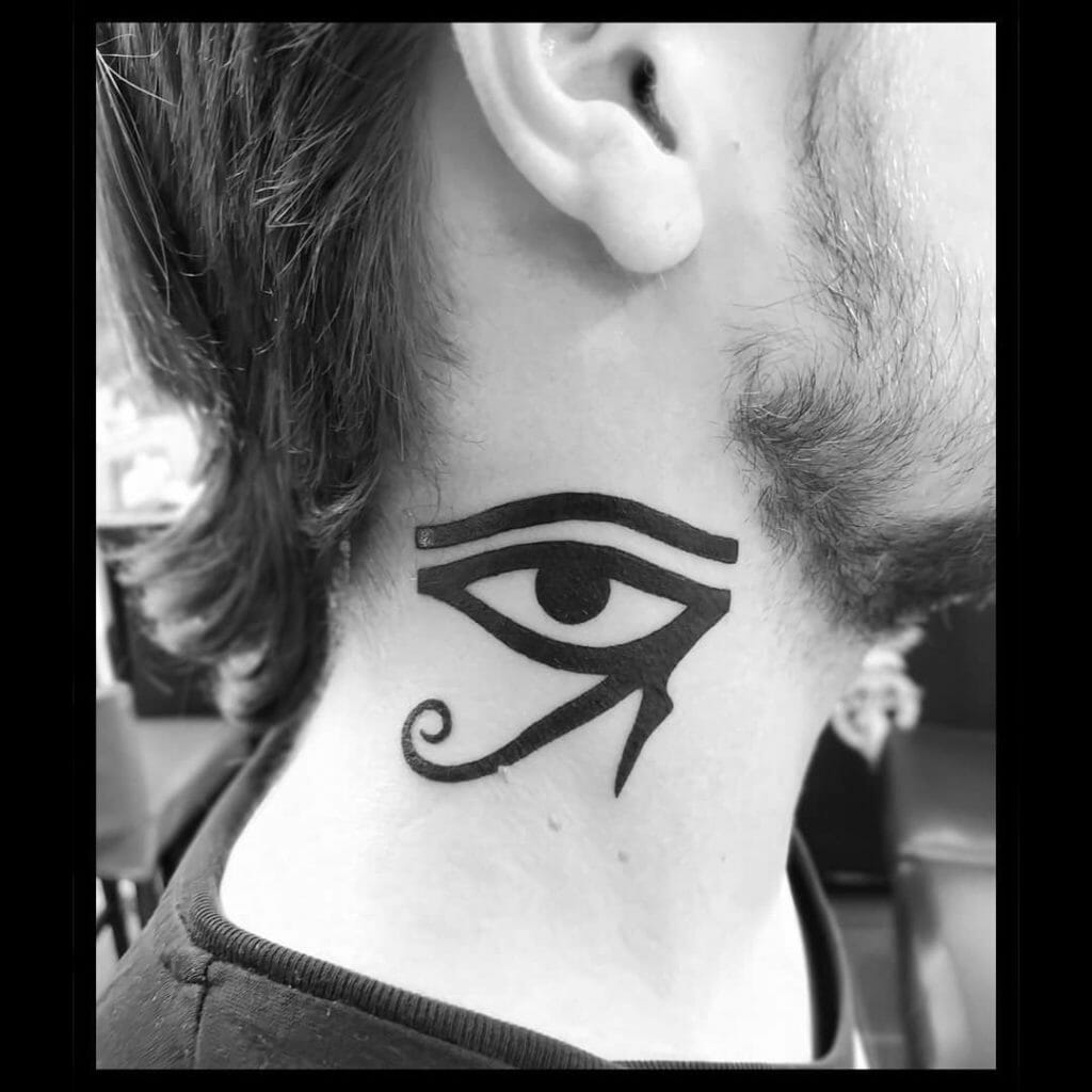 Side Neck Eye of Ra Tattoo