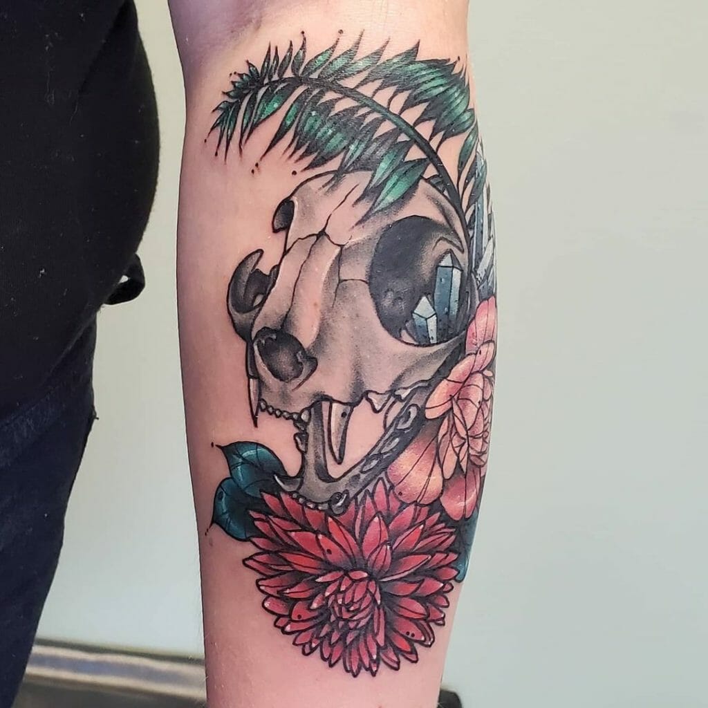 Skull and Dahlia Tattoo With Deep Meanings