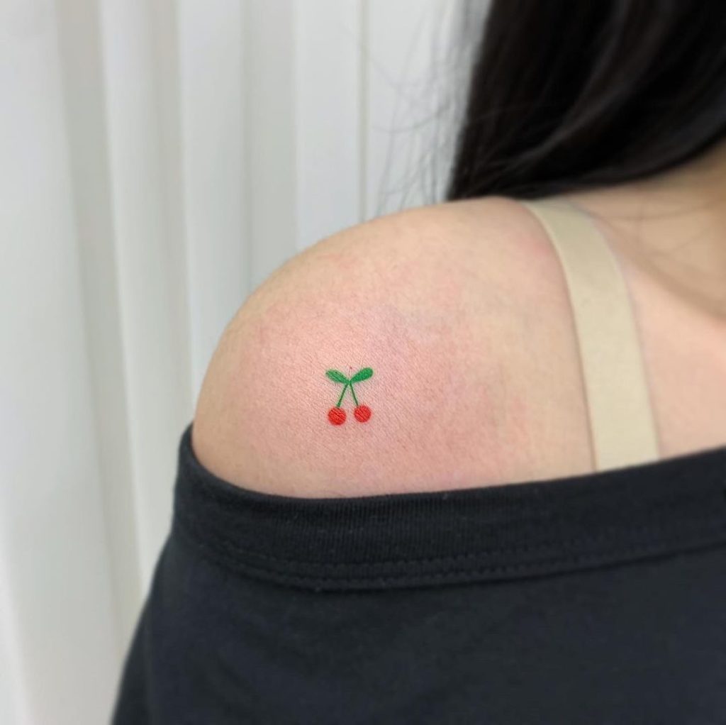 Small And Cute Cherry Tattoo
