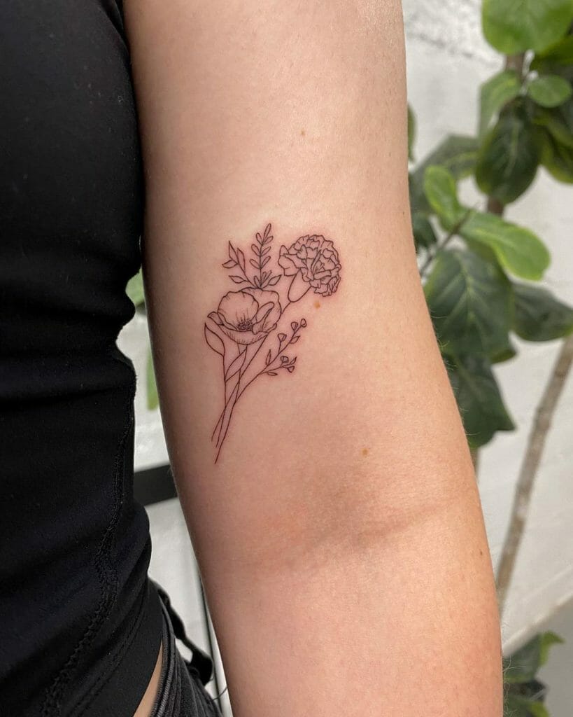 Small Flower Bouquet Tattoo