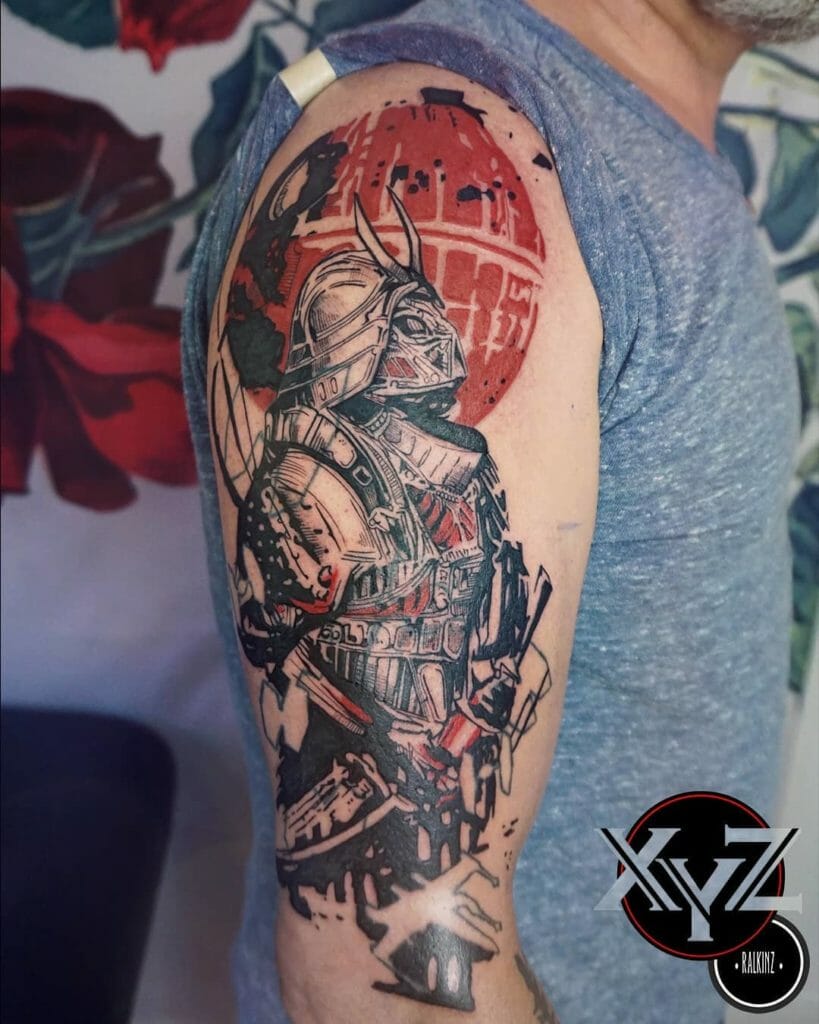 Star Wars Death Star Tattoo With Darth Vader