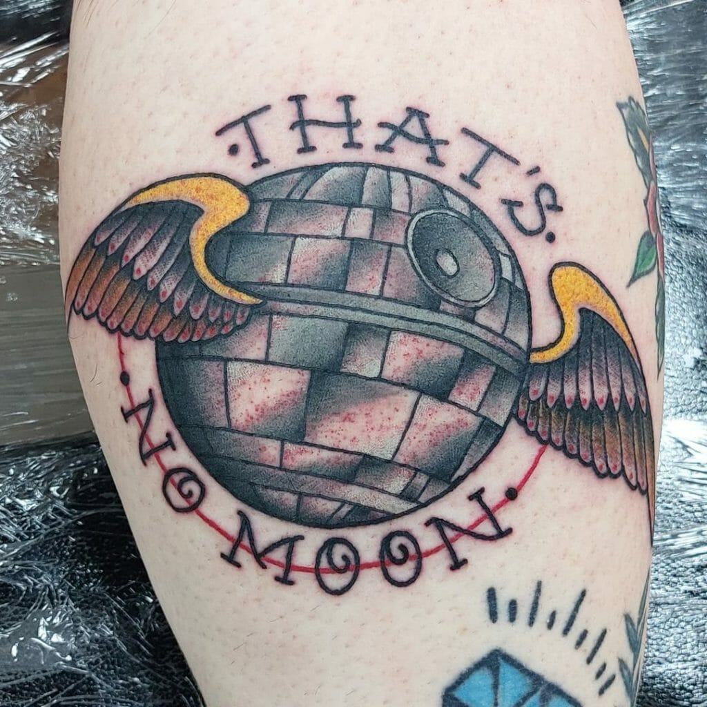 Star Wars Death Star Tattoo With Wings Of An Angel