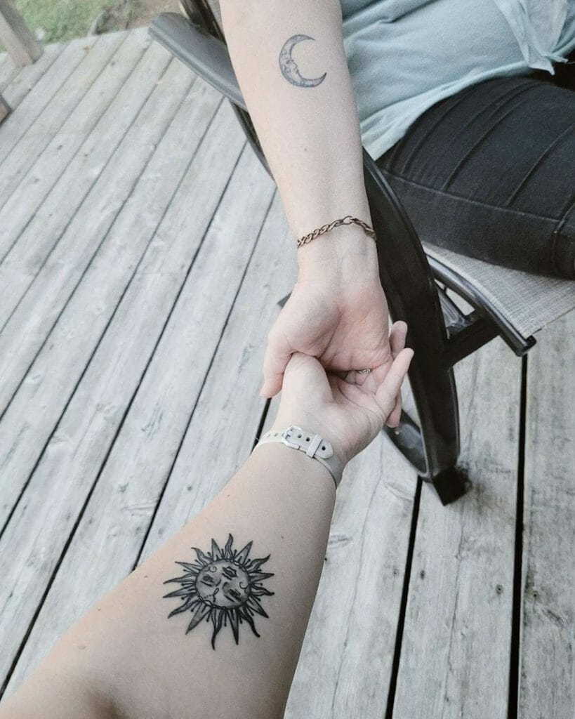 Sun and Moon Tiny Tattoo
