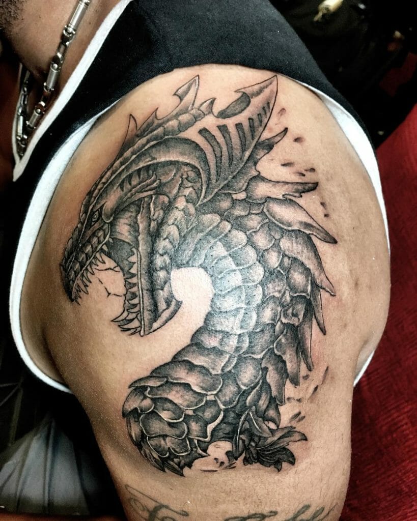 The Fiery Western Dragon Head Tattoo