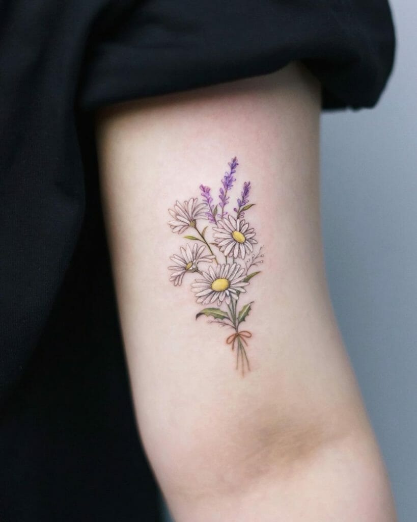 The Personal Lavender And Daisy Tattoo