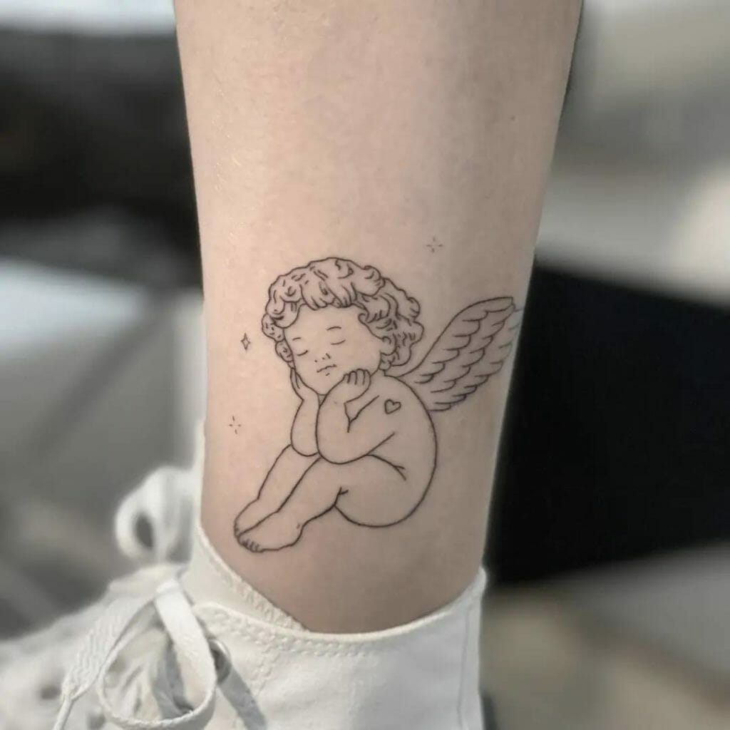 Thinking Cupid Tattoo Idea