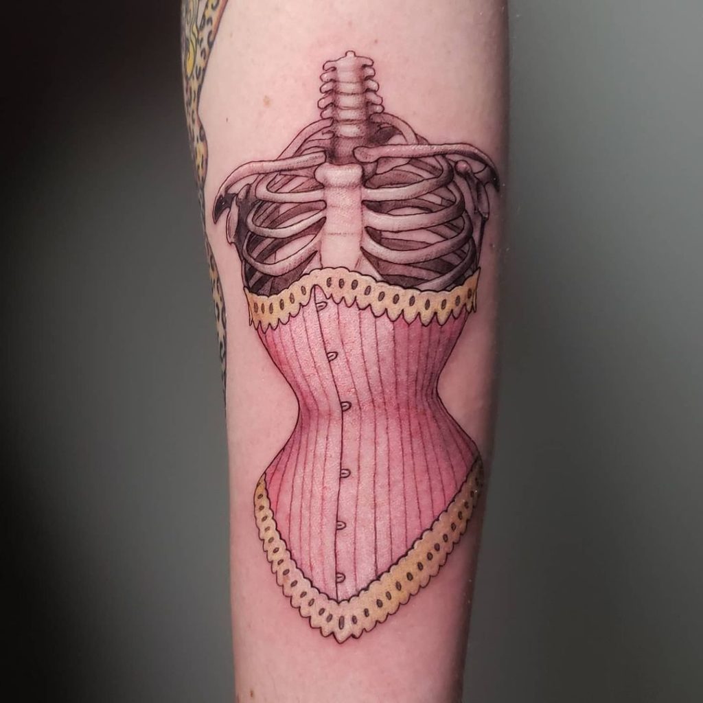 Unconventional Tattoo Ideas Of A Corset With The Ribs