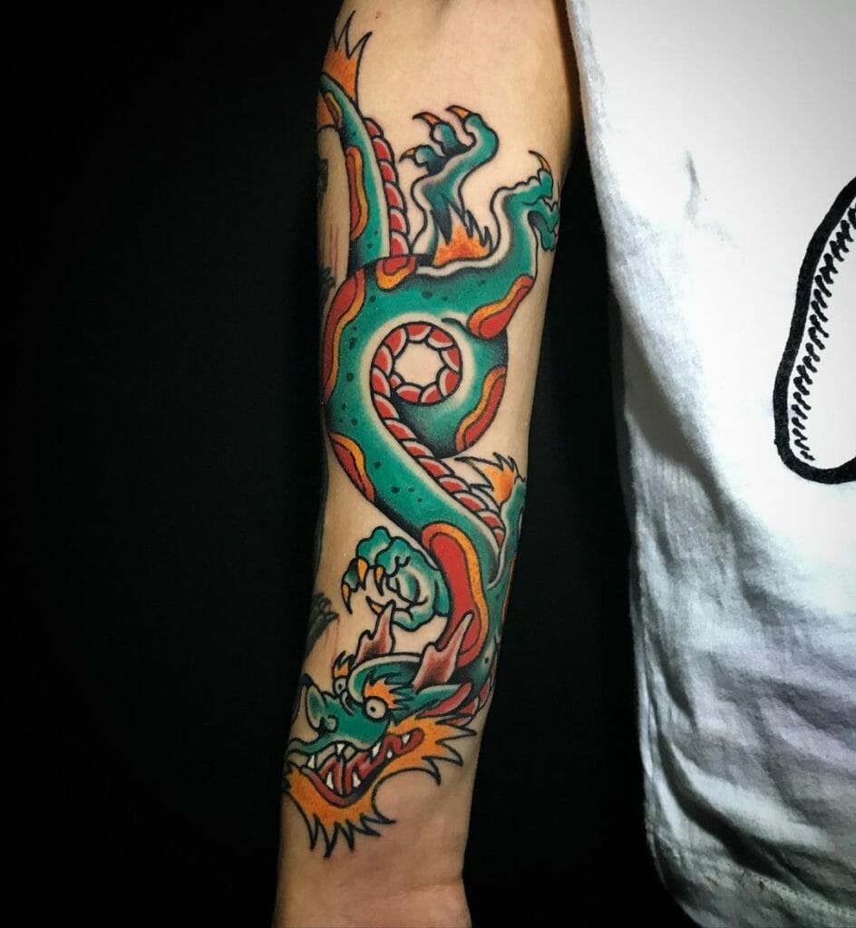 Vibrant Chinese Dragon Arm Tattoo Ideas For Men