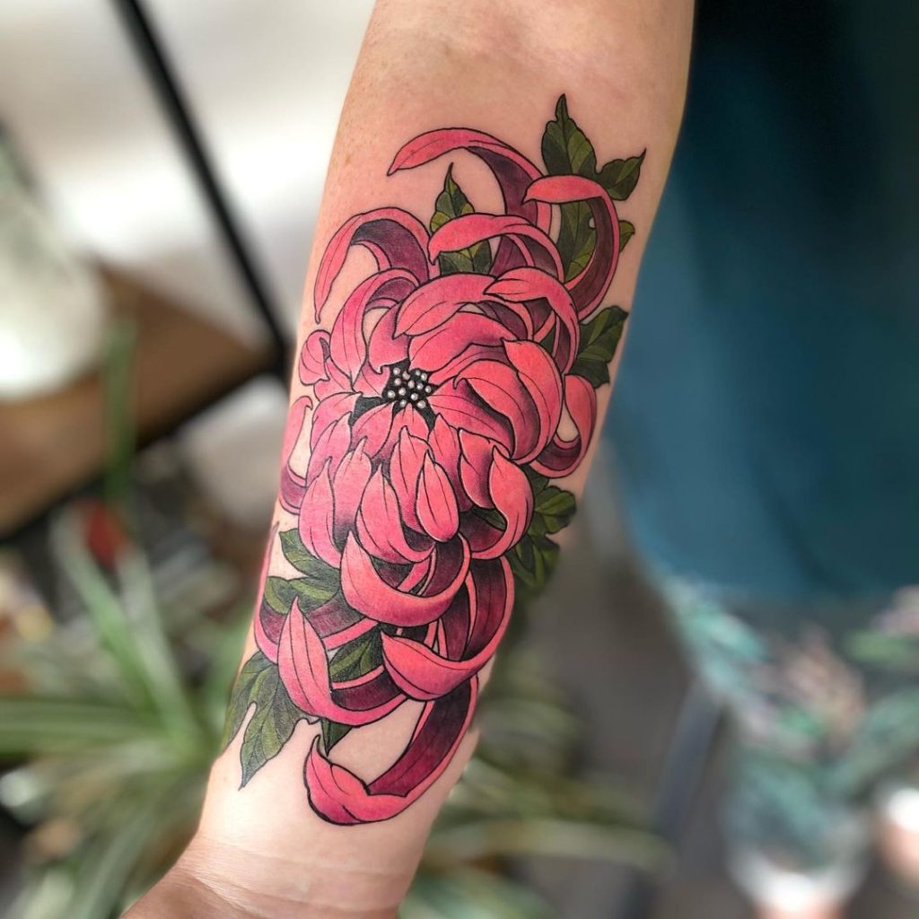 Vibrant Chrysanthemum Tattoo