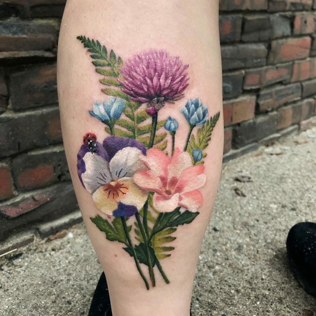 Vibrant Flower Bouquet Tattoo
