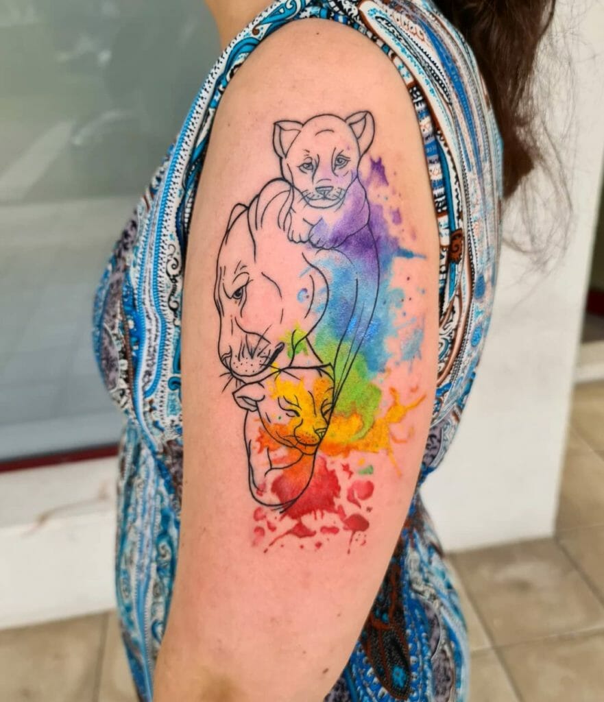 Vibrant Watercolor Cubs Tattoo Designs