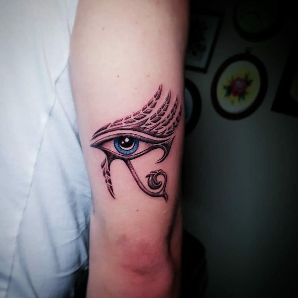 Vivid And Vibrantly Colourful Eye Of Ra Tattoo Designs
