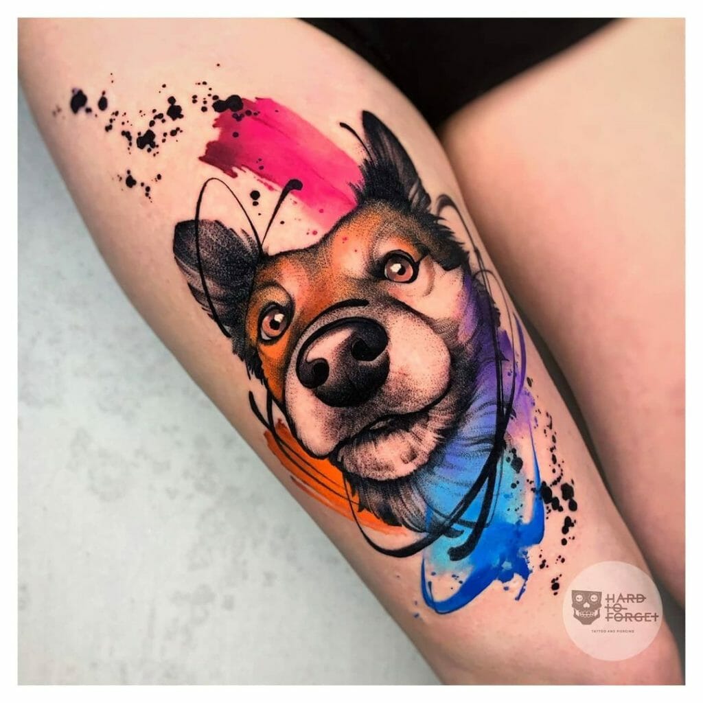 Watercolor Dog Portrait Tattoo For The Blissed-out Ones