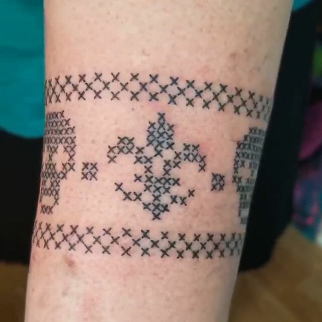 Wonderful Cross Stitch Arm Band Tattoo Designs