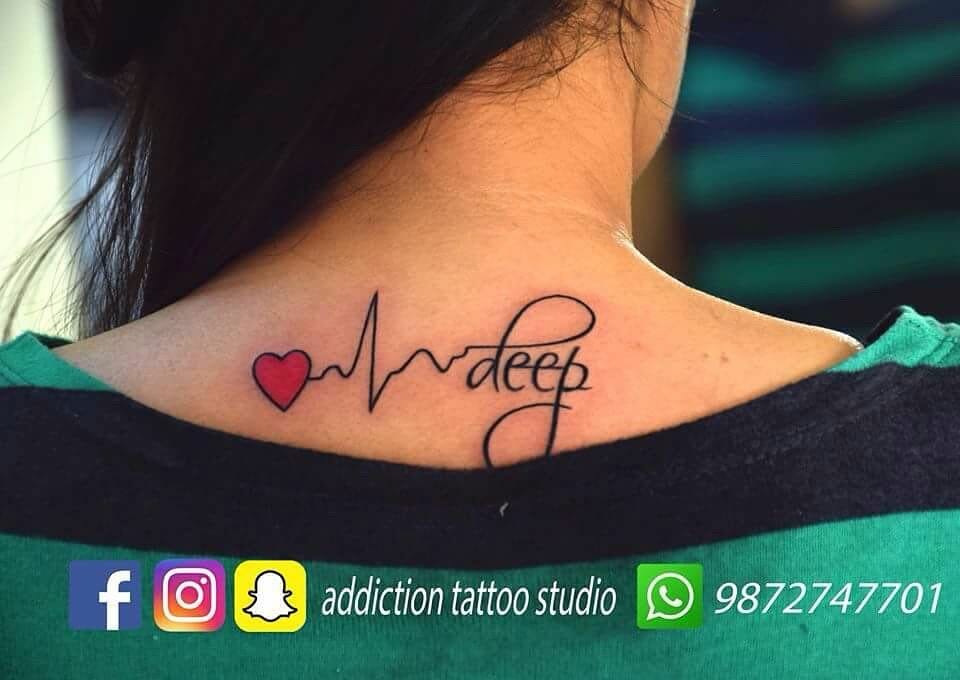 A Heartbeat Tattoo Design With The Name Of Your Loved Ones 