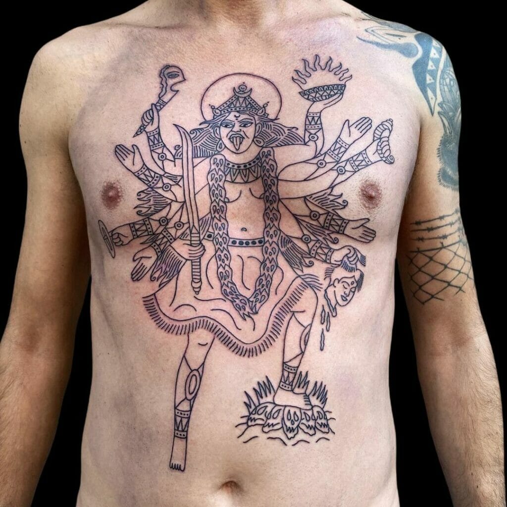 Amazing Kali Chest Tattoo