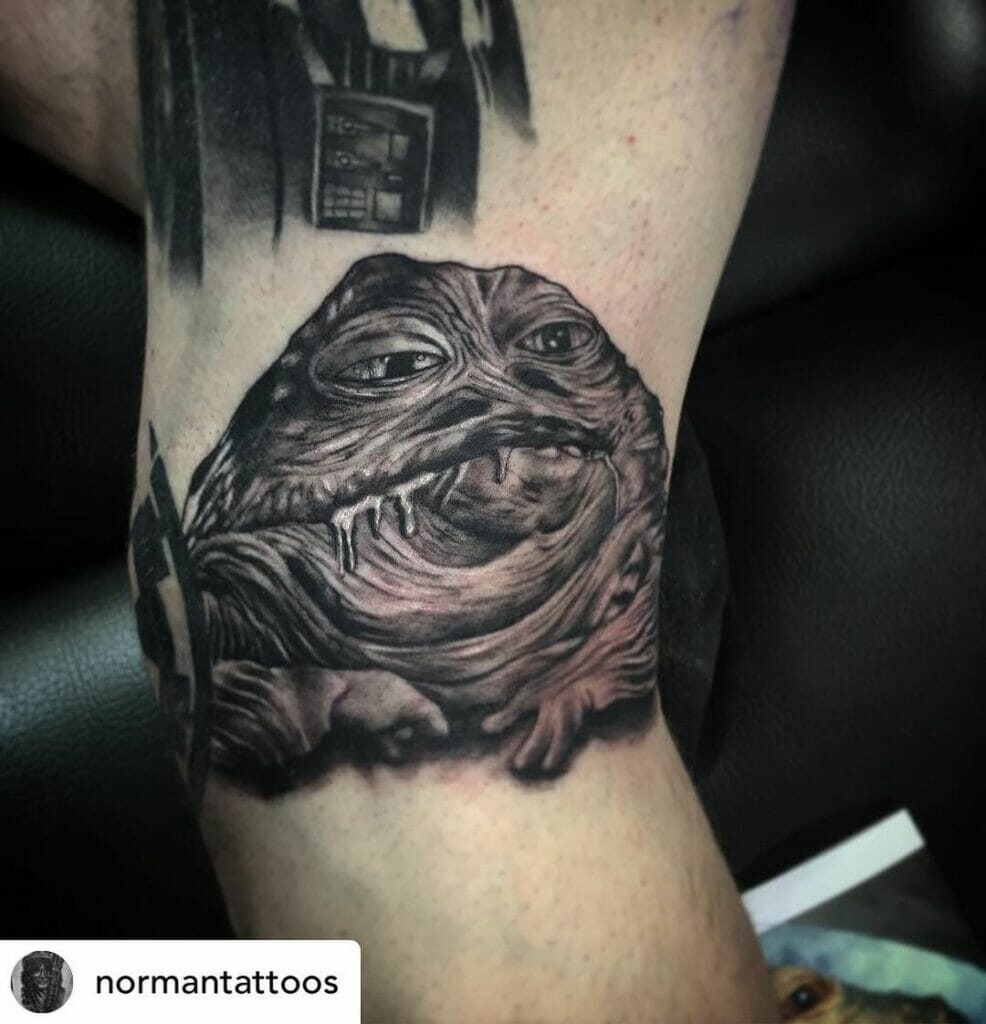Artistic Jabba The Hutt Arm Tattoo