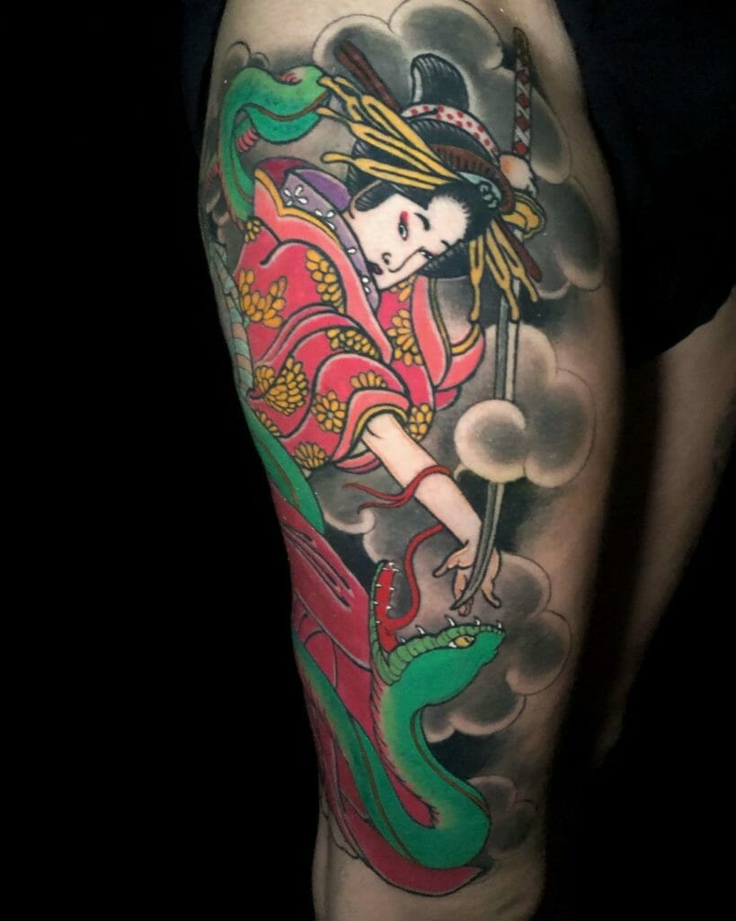 Awesome Geisha Samurai Tattoo Ideas