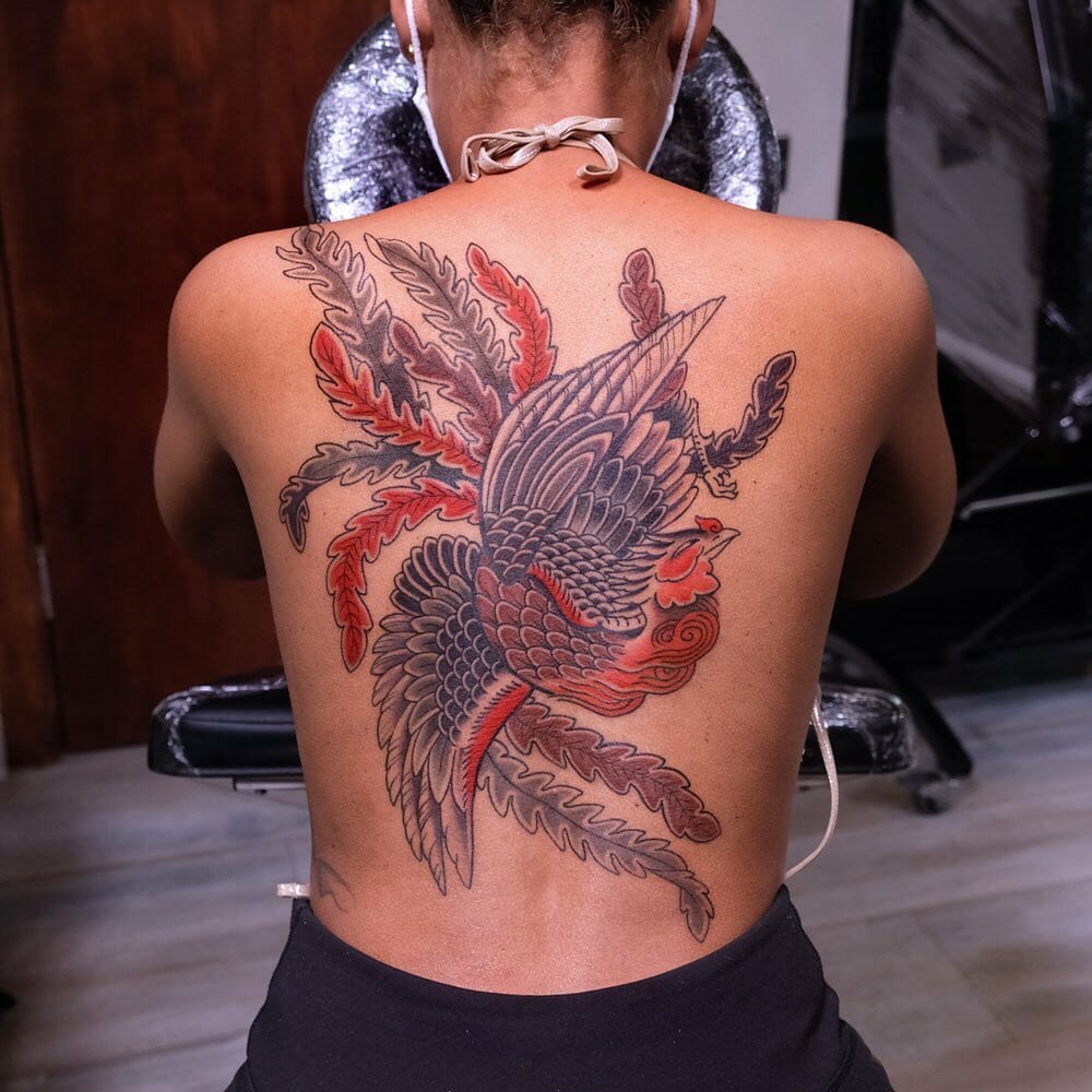 Back Japanese Phoenix Tattoo