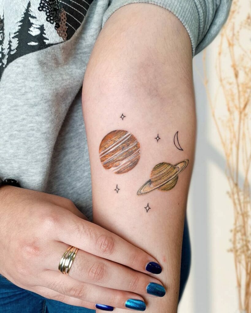 Beautiful Tattoo Designs With Jupiter And Saturn