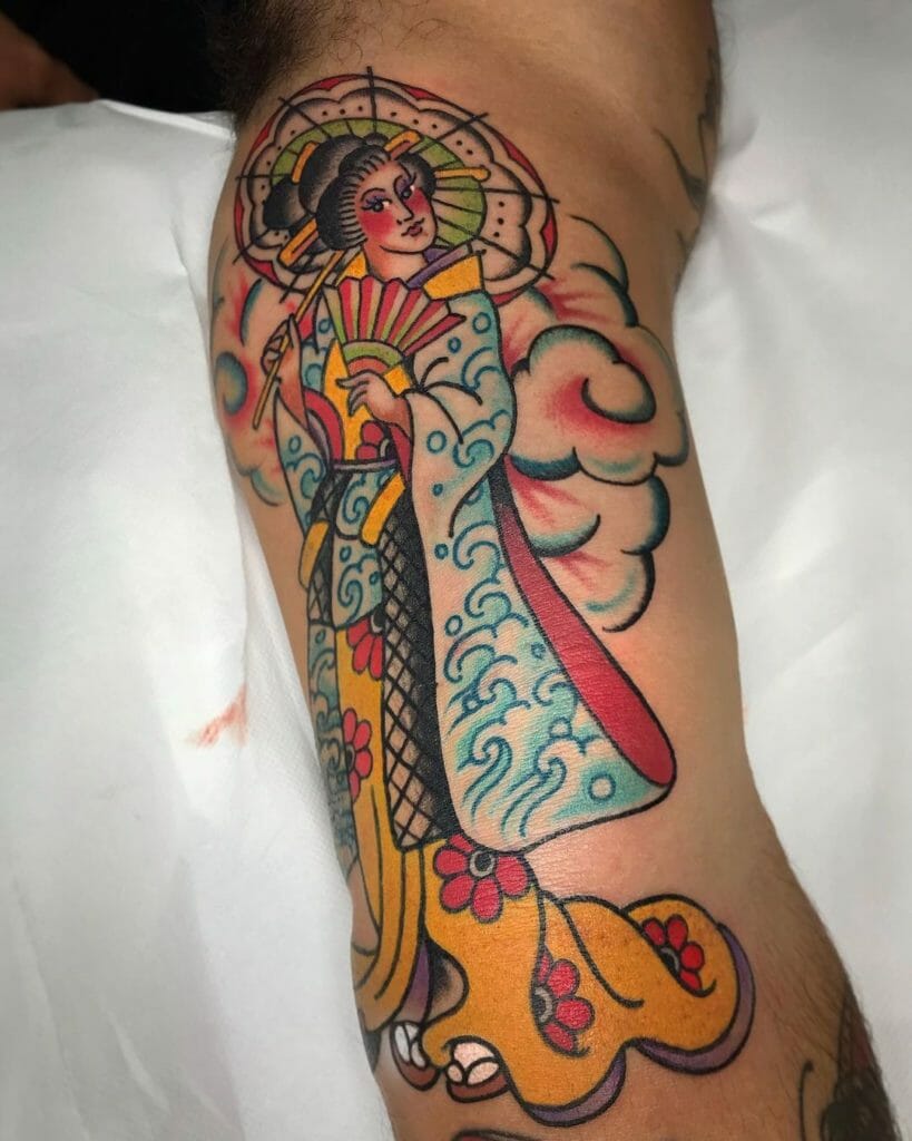 Beautiful Tattoo Ideas For Geishas With Kimonos